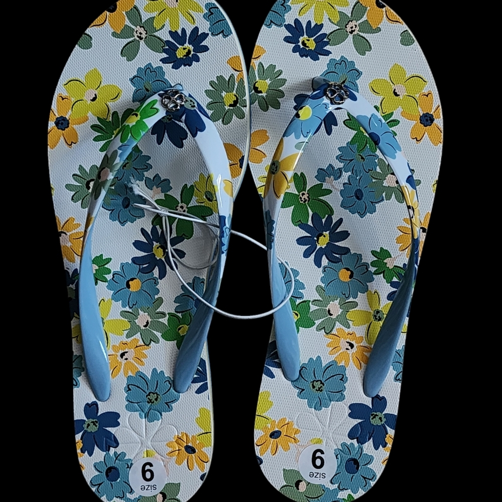Kate Spade Sandals Flyaway Rubber Floral Flip Flops Womens 9 NEW whimsy